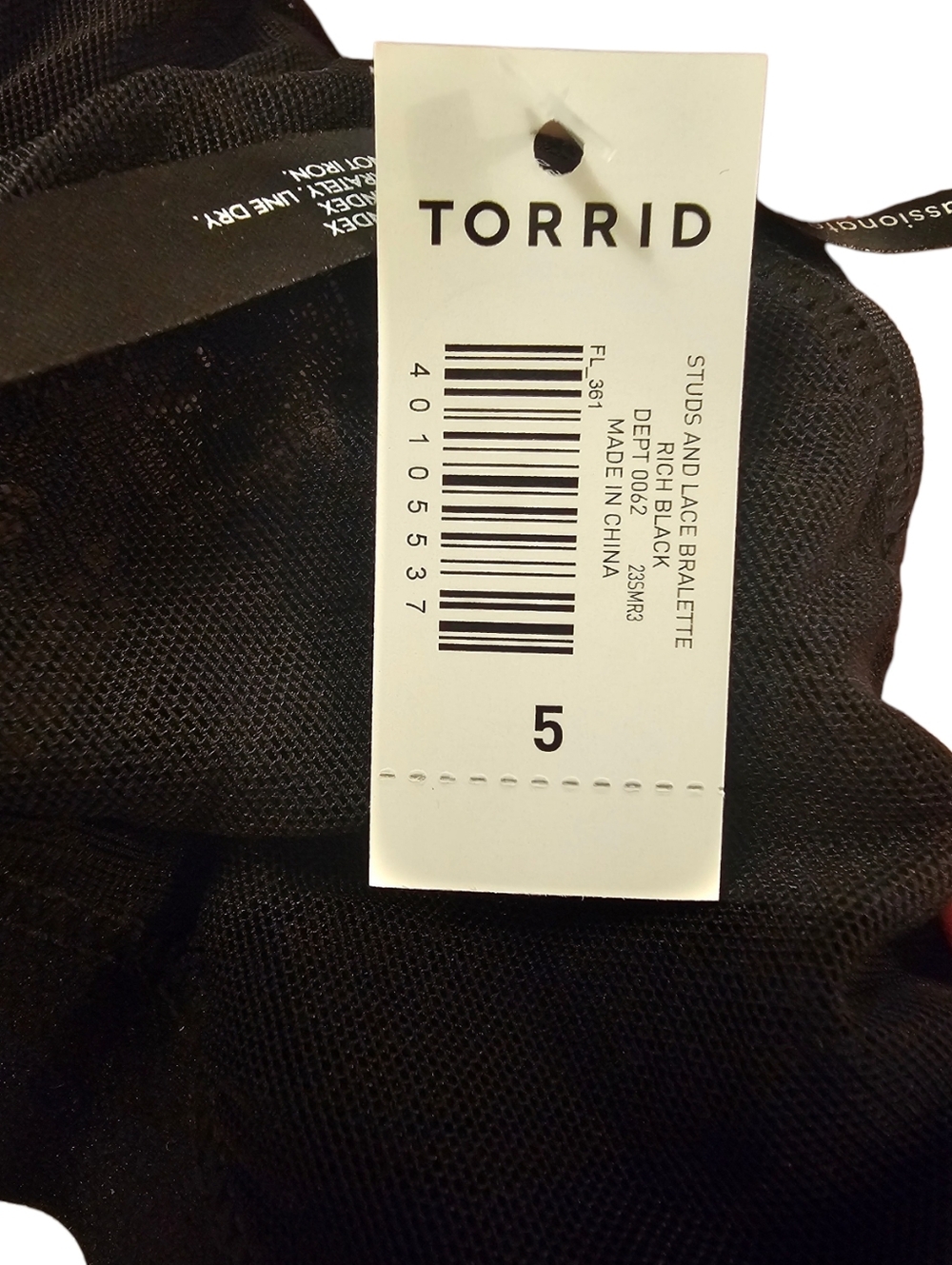 Black Torrid Women's Studs and Lace Bralette - Picture 5 of 7
